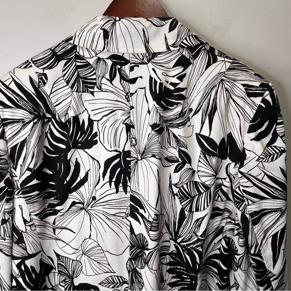 Amanda Smith Suits Black & White Leaf Print Trench Coat Size 16 - Picture 8 of 14